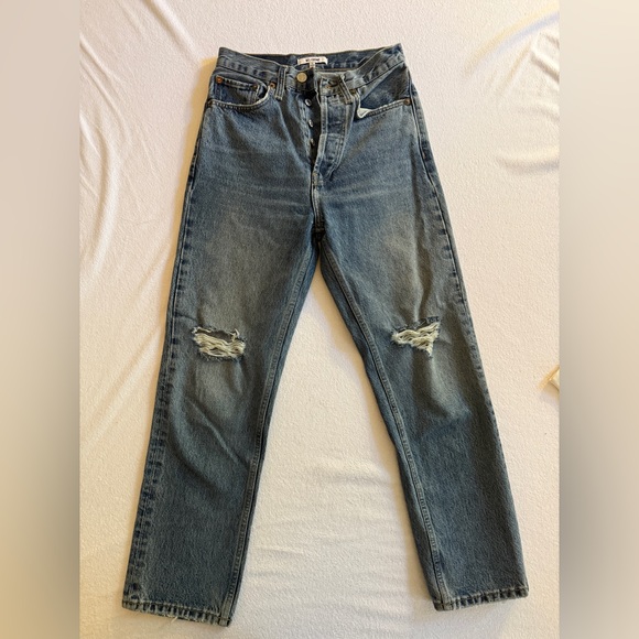Re/Done ultra high rise stove pipe jeans,